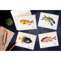 Gyotaku note cards by Debra Lumpkins