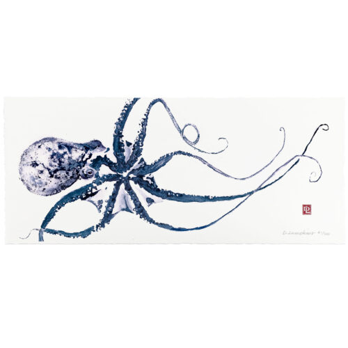 Blue Hawaiian Octopus gyotaku by Debra Lumpkins