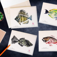 Gyotaku note cards by Debra Lumpkins