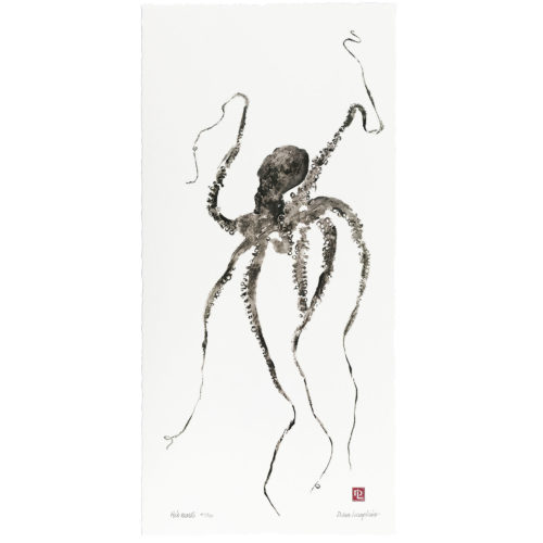 He`e mauli octopus gyotaku by Debra Lumpkins