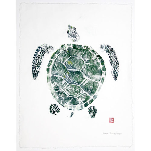 Honu sea turtle original gyotaku by Debra Lumpkins