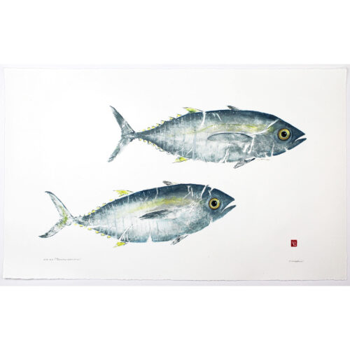 Shibi Ahi Pair original gyotaku by Debra Lumpkins