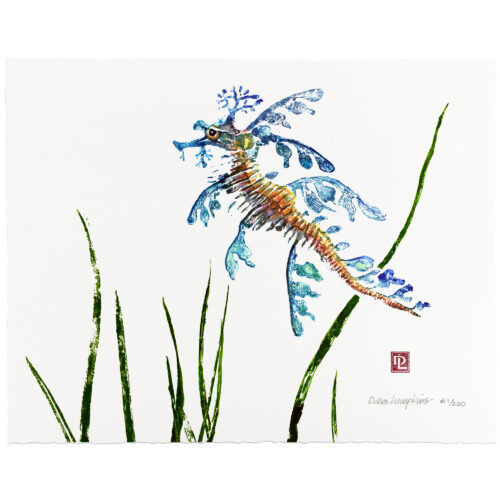 1014 Leafy Seadragon gyotaku print by Debra Lumpkins